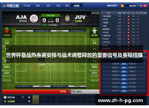 世界杯备战热身赛安排与战术调整释放的重要信号及赛程提醒